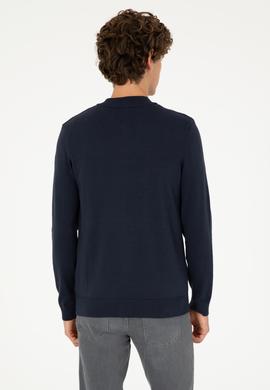 Erkek Lacivert Basic Triko Hırka - 50293528009