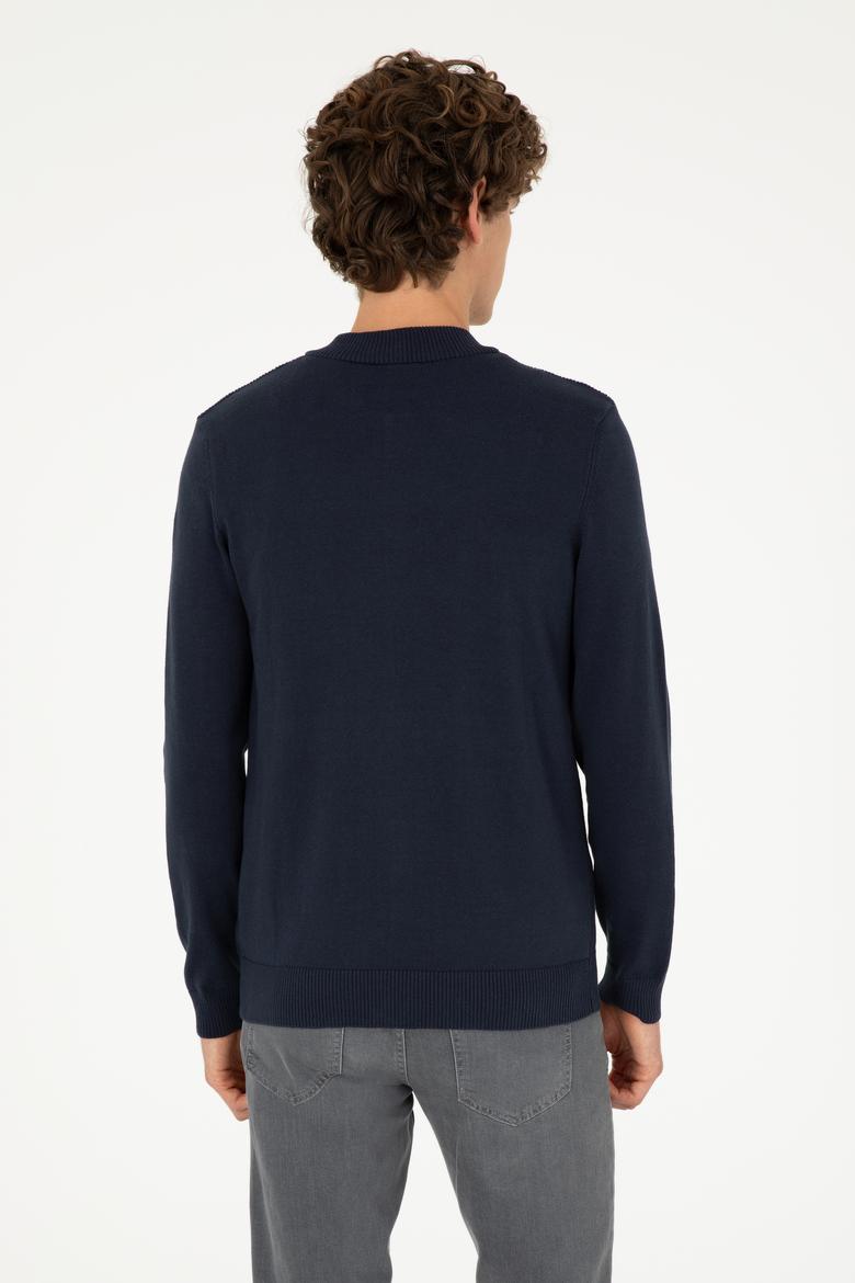 Erkek Lacivert Basic Triko Hırka - 50293528009