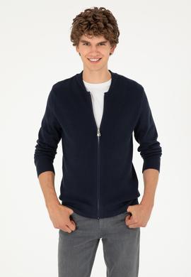 Erkek Lacivert Basic Triko Hırka - 50293528009