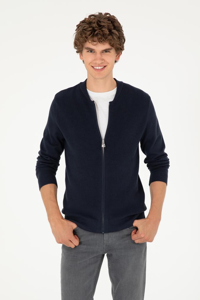 Erkek Lacivert Basic Triko Hırka