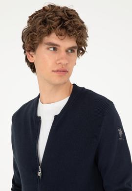 Erkek Lacivert Basic Triko Hırka - 50293528009