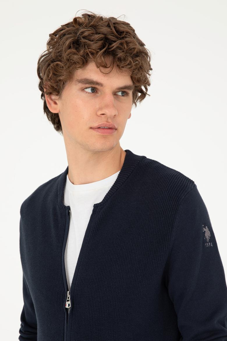 Erkek Lacivert Basic Triko Hırka - 50293528009