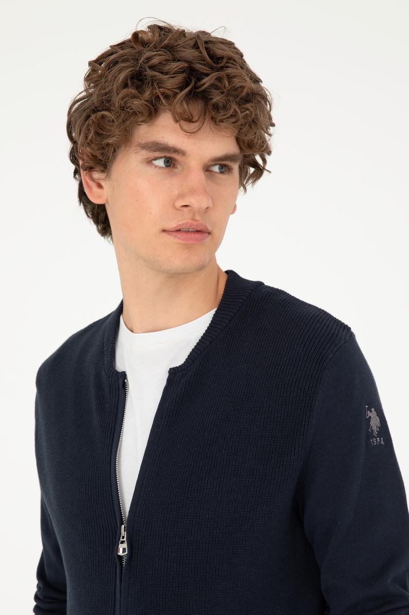 Erkek Lacivert Basic Triko Hırka