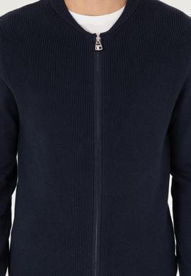 Erkek Lacivert Basic Triko Hırka - 50293528009