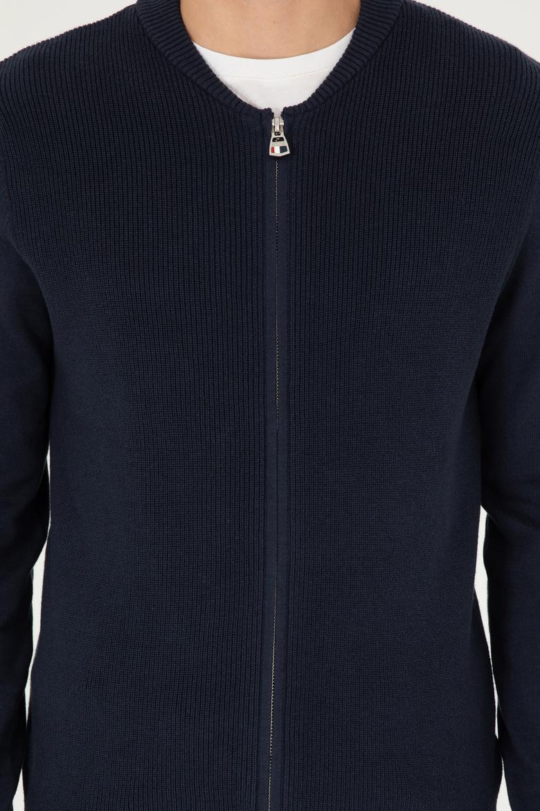 Erkek Lacivert Basic Triko Hırka - 50293528009