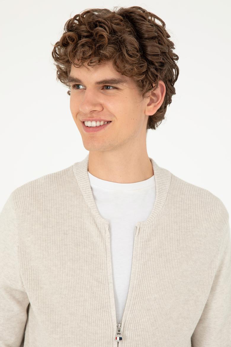 Erkek Taş Melanj Basic Triko Hırka - 50293528016