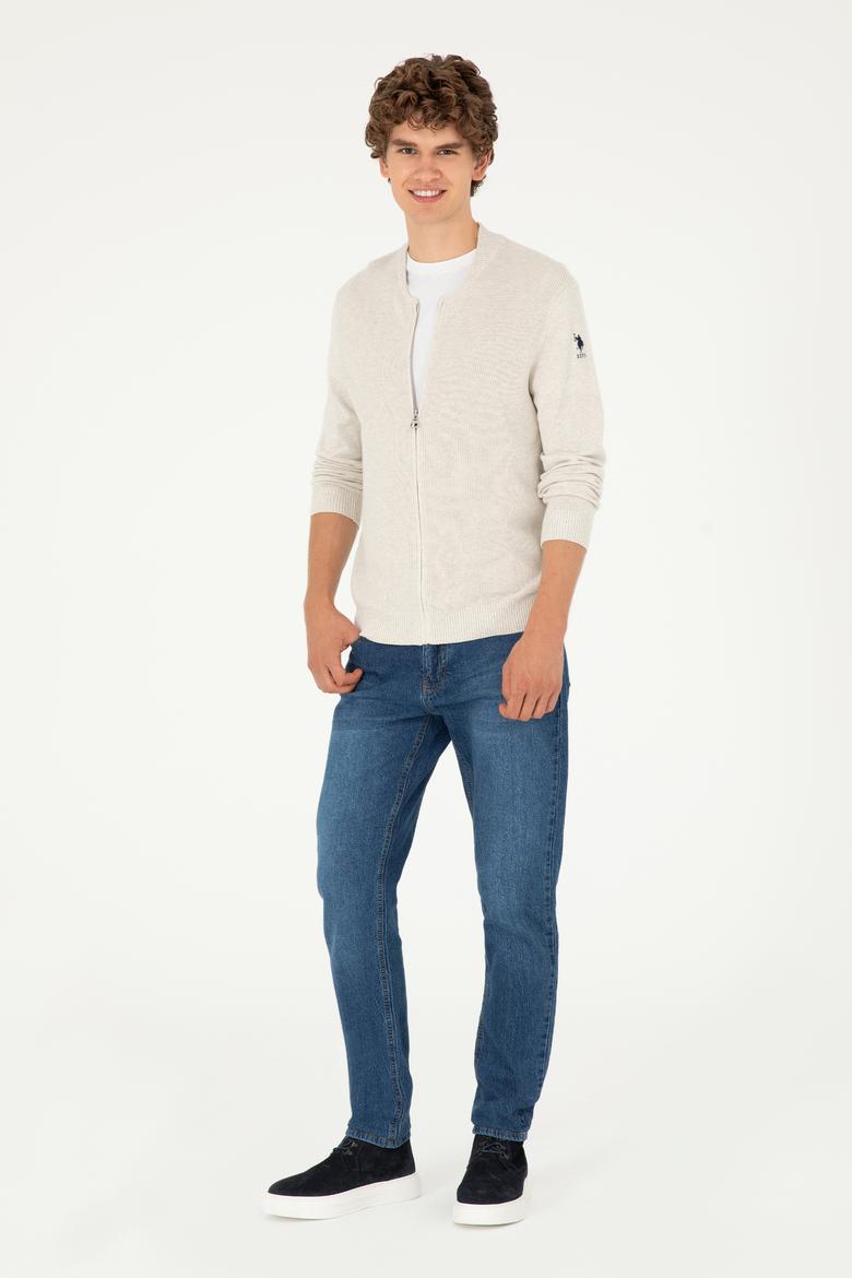 Erkek Taş Melanj Basic Triko Hırka - 50293528016