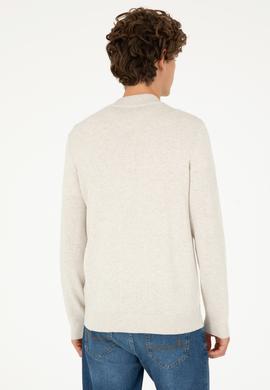 Erkek Taş Melanj Basic Triko Hırka - 50293528016