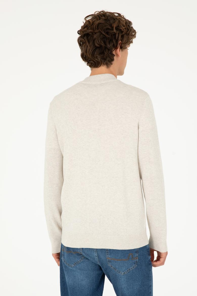 Erkek Taş Melanj Basic Triko Hırka - 50293528016