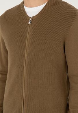 Erkek Haki Basic Triko Hırka - 50293528019