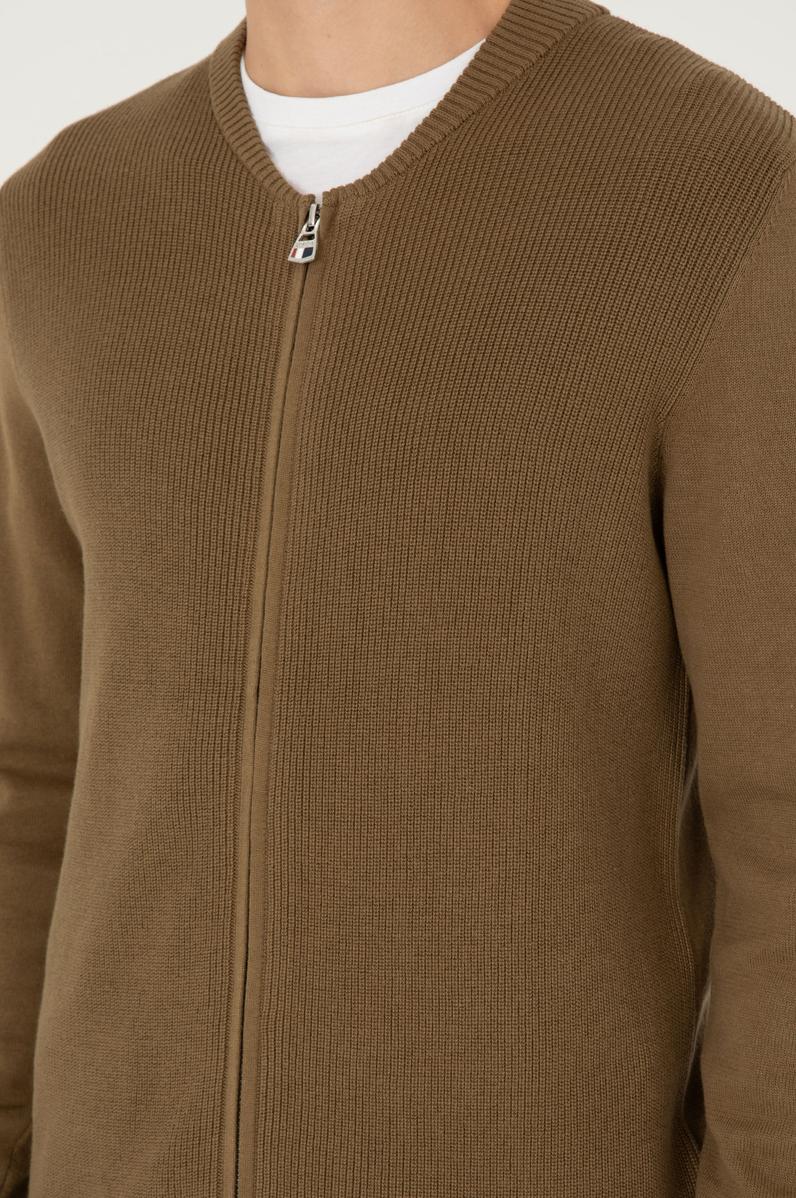 Erkek Haki Basic Triko Hırka