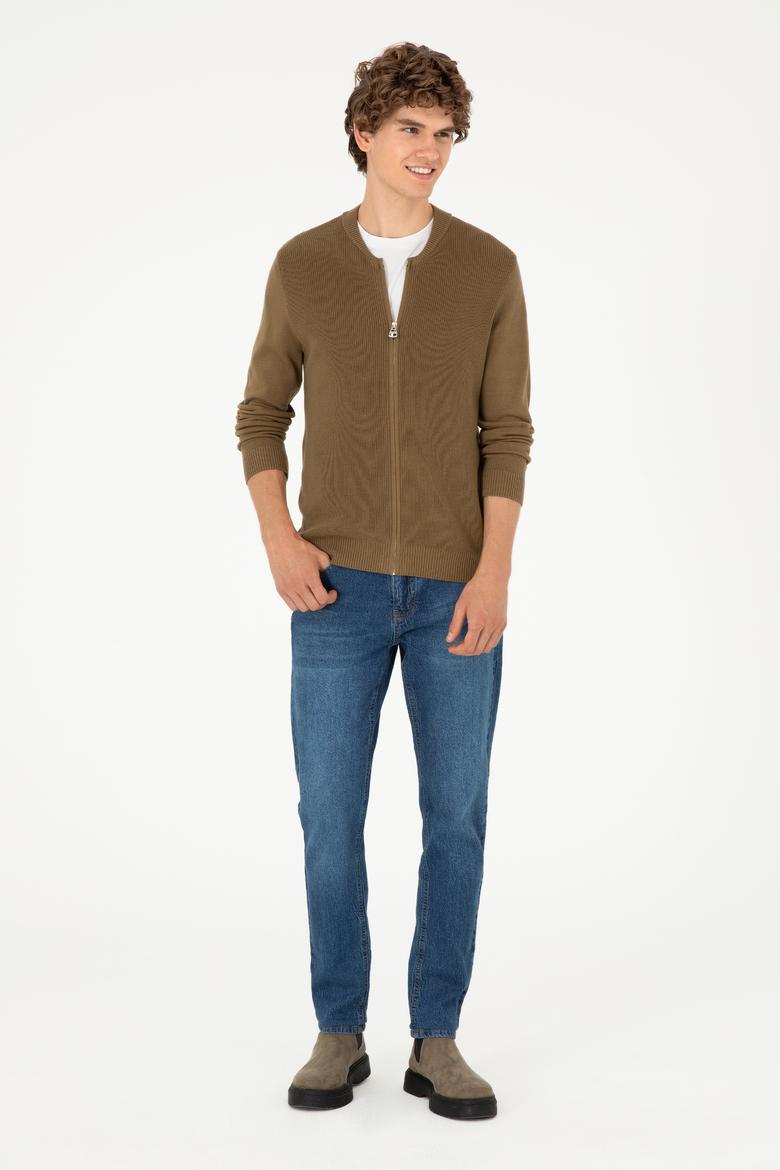 Erkek Haki Basic Triko Hırka - 50293528019