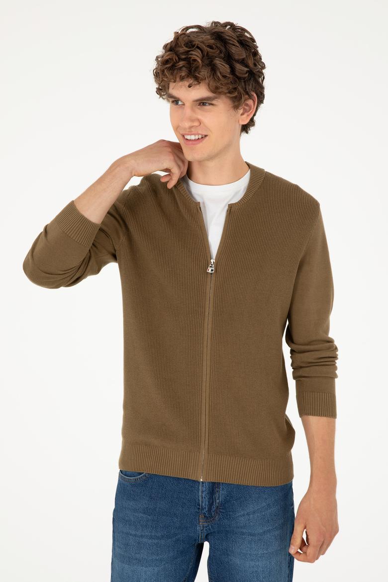 Erkek Haki Basic Triko Hırka - 50293528019