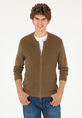 Erkek Haki Basic Triko Hırka - 50293528019