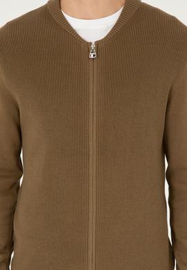 Erkek Haki Basic Triko Hırka - 50293528019