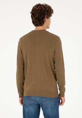 Erkek Haki Basic Triko Hırka - 50293528019