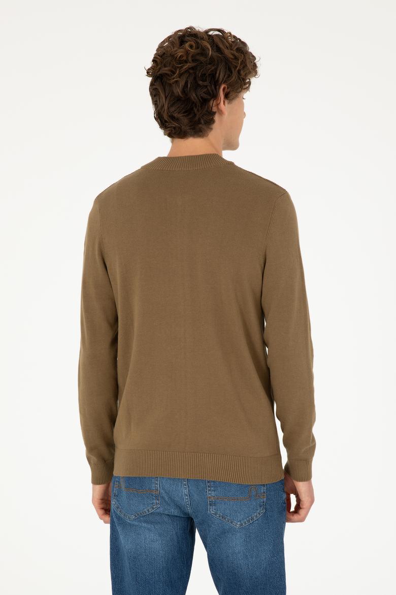 Erkek Haki Basic Triko Hırka - 50293528019