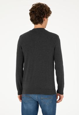 Erkek Antrasit Melanj Basic Triko Hırka - 50293528036