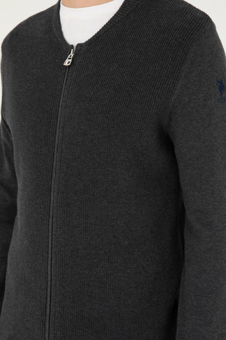 Erkek Antrasit Melanj Basic Triko Hırka - 50293528036