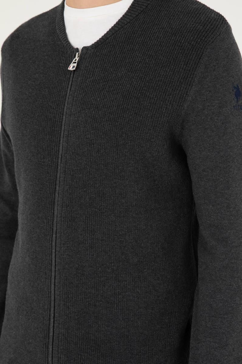 Erkek Antrasit Melanj Basic Triko Hırka