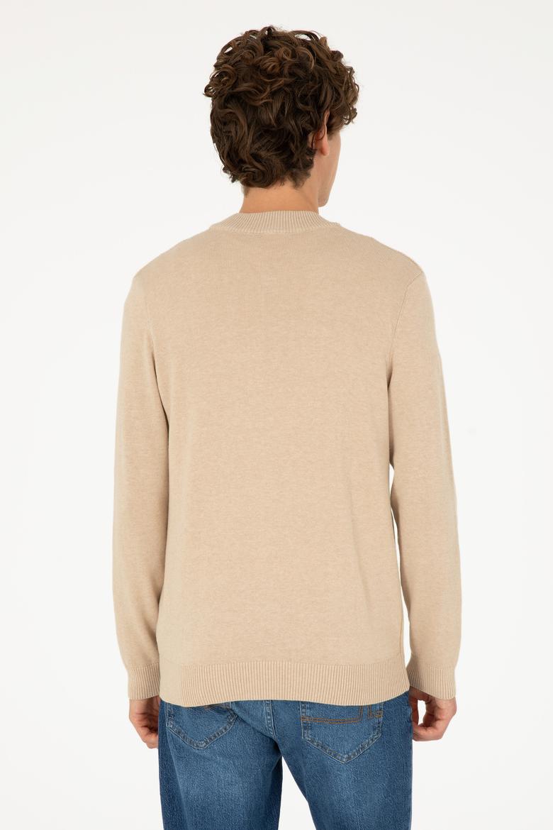 Erkek Kum Melanj Basic Triko Hırka - 50293528045