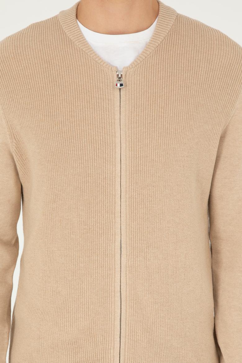 Erkek Kum Melanj Basic Triko Hırka - 50293528045