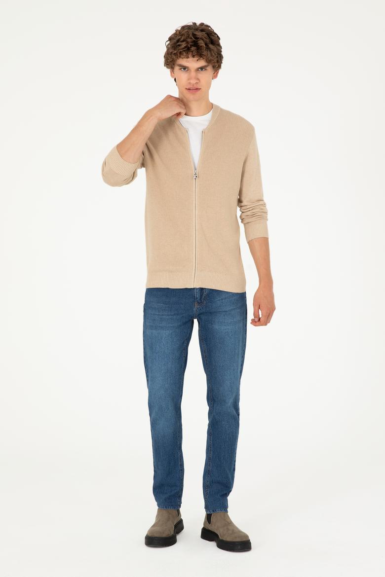 Erkek Kum Melanj Basic Triko Hırka - 50293528045