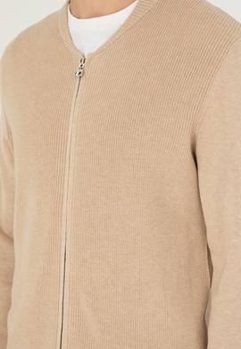 Erkek Kum Melanj Basic Triko Hırka - 50293528045