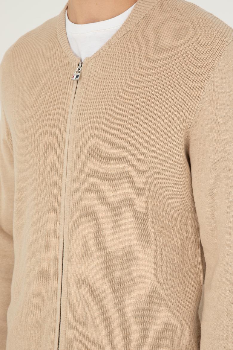 Erkek Kum Melanj Basic Triko Hırka - 50293528045