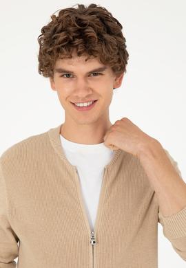 Erkek Kum Melanj Basic Triko Hırka - 50293528045