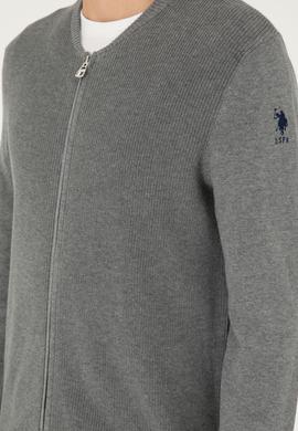 Erkek Gri Melanj Basic Triko Hırka - 50293528048