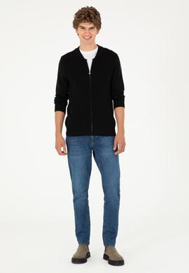 Erkek Siyah Basic Triko Hırka - 50293528063