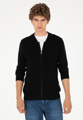 Erkek Siyah Basic Triko Hırka - 50293528063