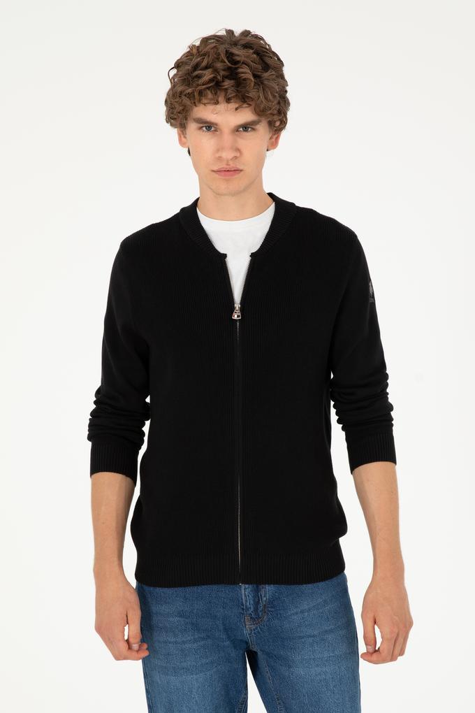 Erkek Siyah Basic Triko Hırka