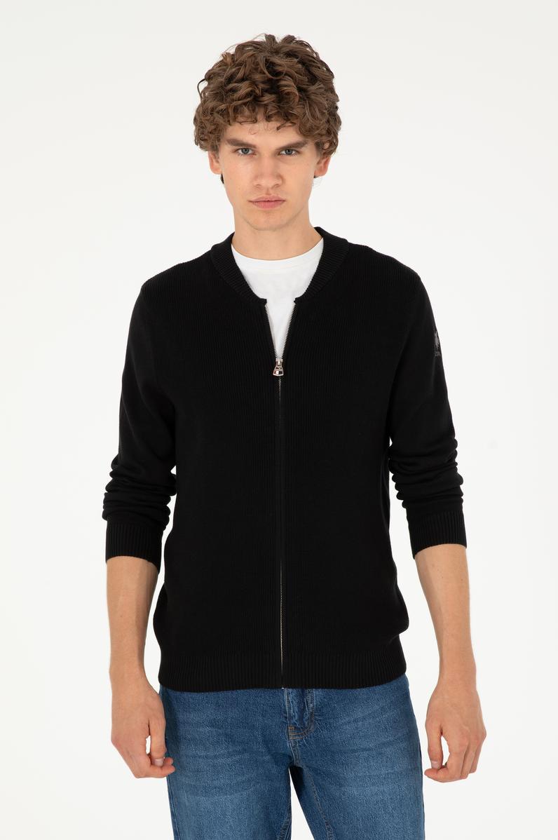 Erkek Siyah Basic Triko Hırka