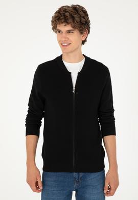 Erkek Siyah Basic Triko Hırka - 50293528063