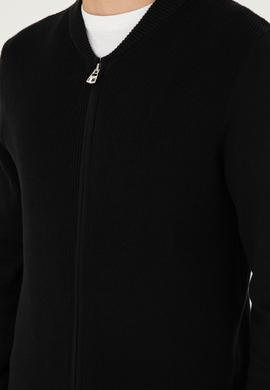 Erkek Siyah Basic Triko Hırka - 50293528063