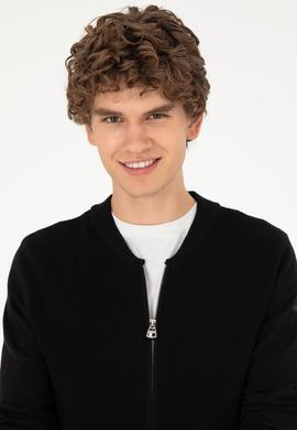 Erkek Siyah Basic Triko Hırka - 50293528063