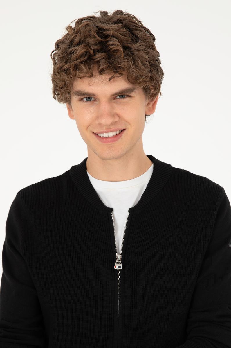 Erkek Siyah Basic Triko Hırka