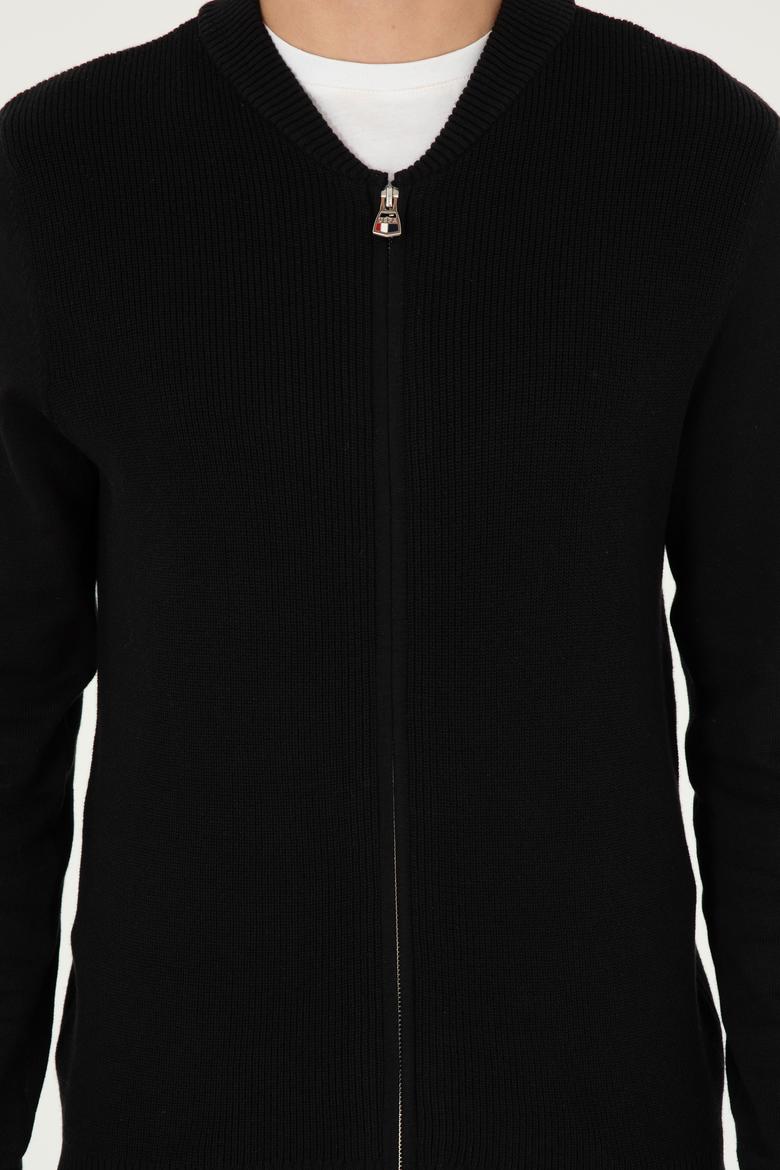 Erkek Siyah Basic Triko Hırka - 50293528063