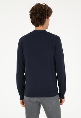 Erkek Lacivert Basic Triko Hırka - 50293531006