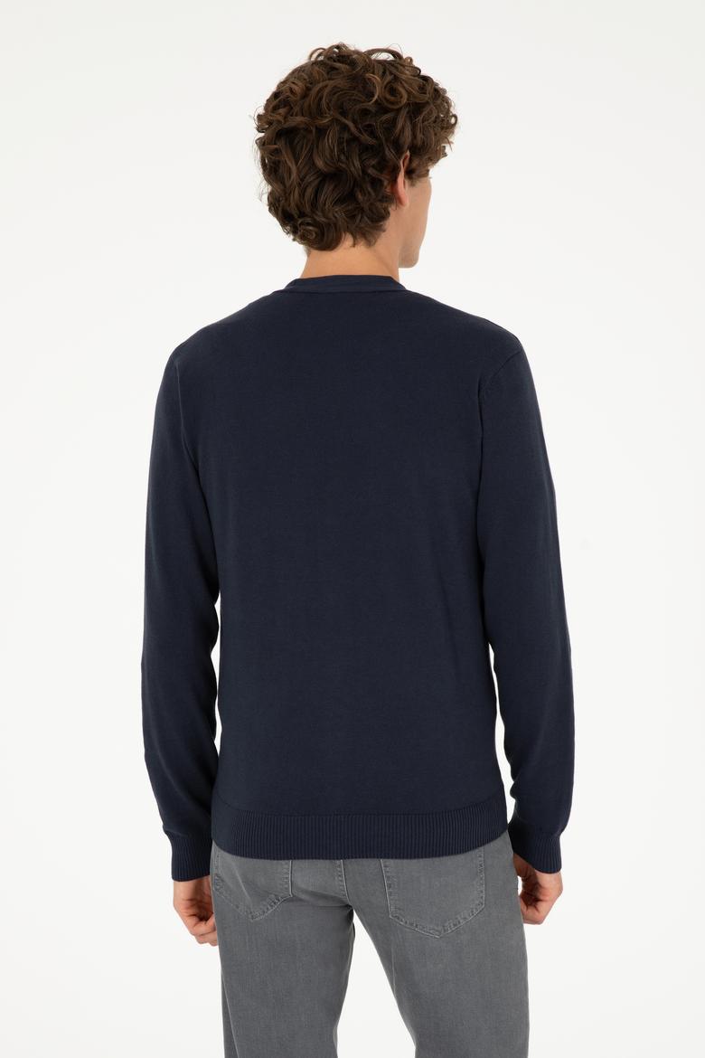 Erkek Lacivert Basic Triko Hırka - 50293531006