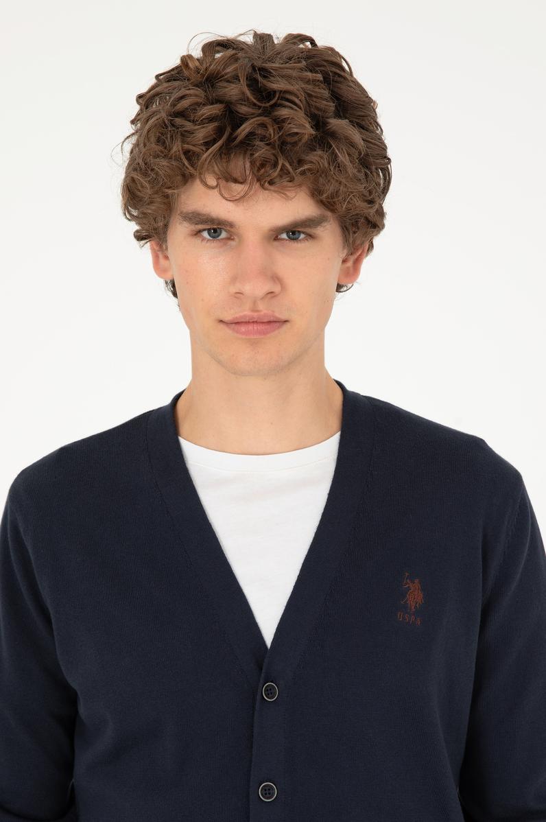 Erkek Lacivert Basic Triko Hırka