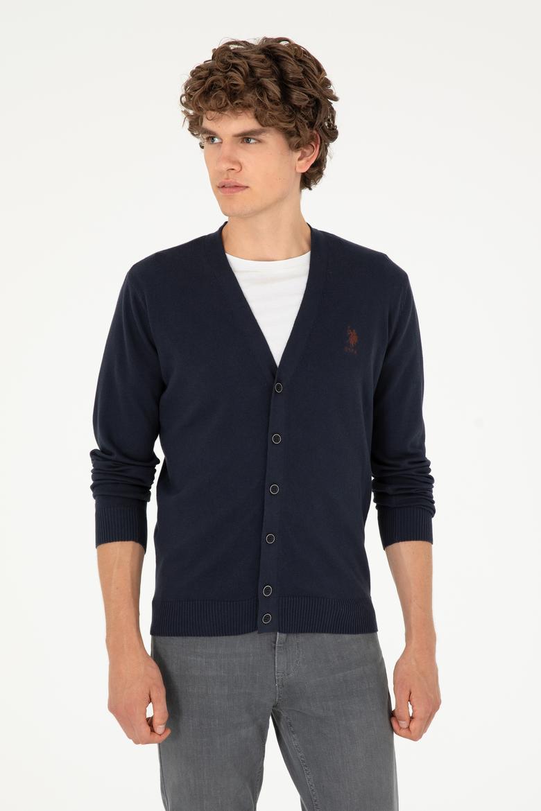 Erkek Lacivert Basic Triko Hırka