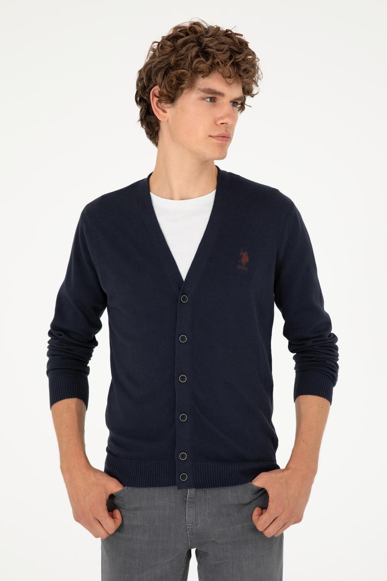 Erkek Lacivert Basic Triko Hırka - 50293531006