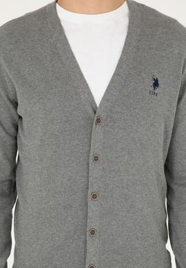 Erkek Gri Melanj Basic Triko Hırka - 50293531010