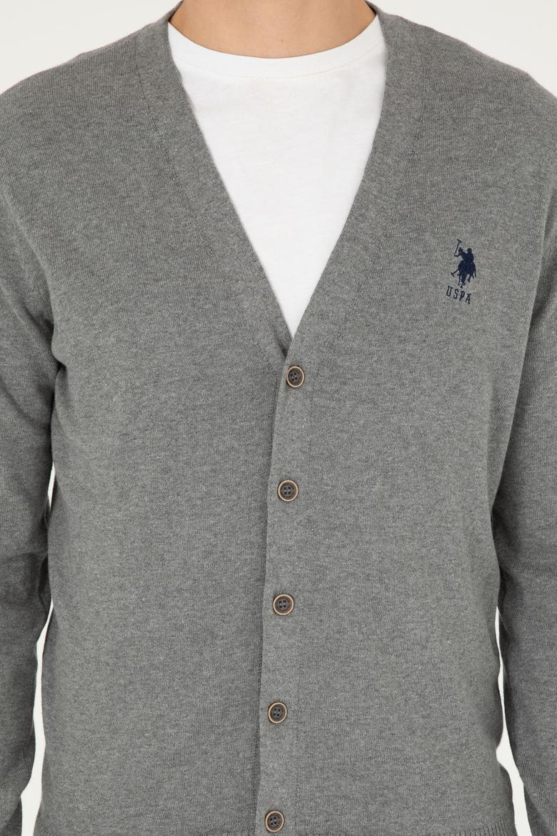 Erkek Gri Melanj Basic Triko Hırka - 50293531010