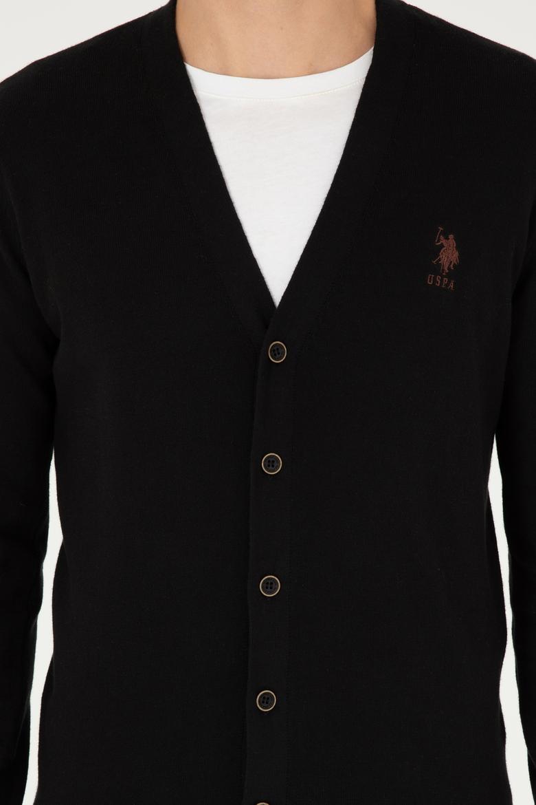 Erkek Siyah Basic Triko Hırka - 50293531023