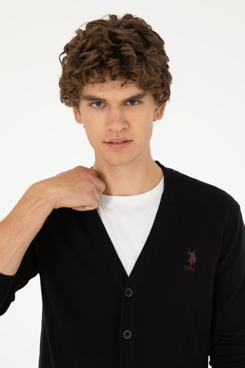 Erkek Siyah Basic Triko Hırka - 50293531023