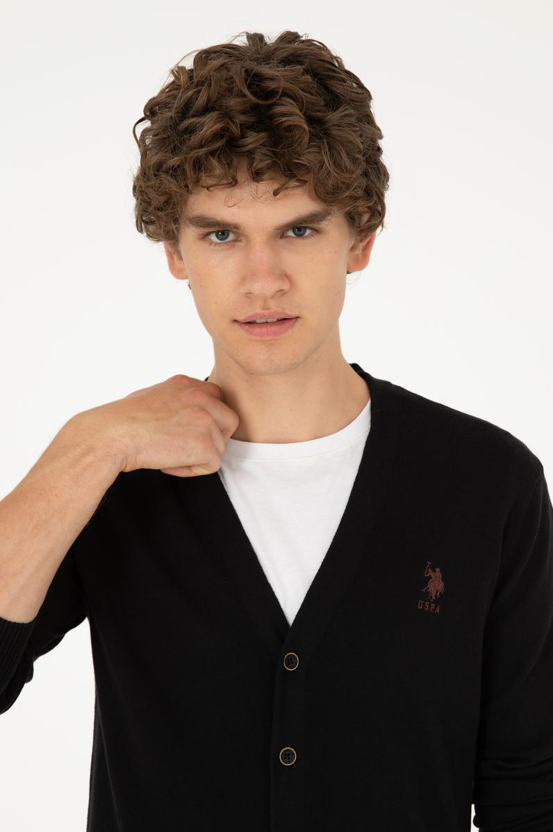 Erkek Siyah Basic Triko Hırka